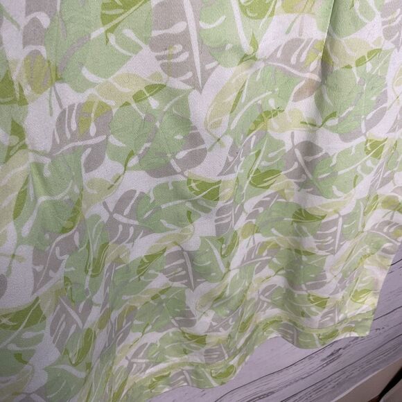Vtg Cleo Women’s‎ Green Shift Dress 12P Monstera Leaves All Over Cotton Unlined - Picture 4 of 8